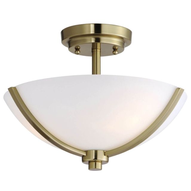 Maxim Lighting 20031SWSBR Deven 3 Light 14 inch Semi-Flush Mount in Satin Brass with Satin White Opal Glass