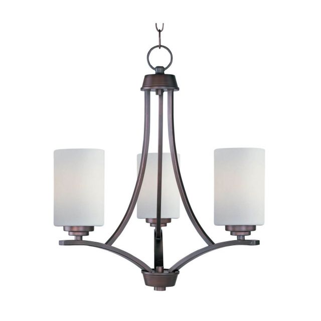 Maxim Lighting Deven 3 Light 18 inch Chandelier in Oil Rubbed Bronze with Satin White Glass 20033SWOI