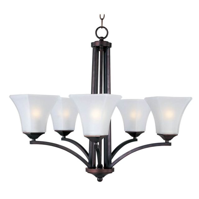Maxim Lighting 20095FTOI Aurora 5 Light 26 Inch Chandelier In Oil Rubbed Bronze With Frosted Glass Shade