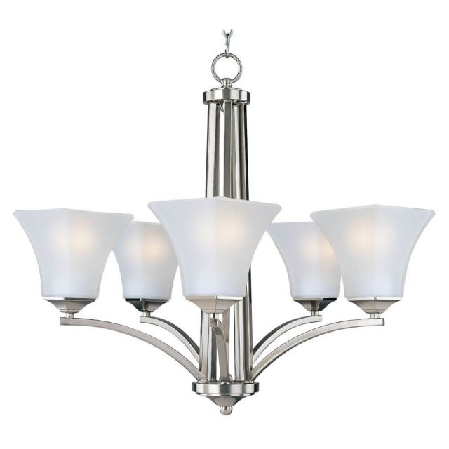 Maxim Lighting 20095FTSN Aurora 5 Light 26 Inch Chandelier In Satin Nickel With Frosted Glass Shade