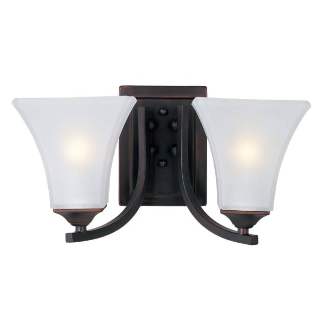 Maxim Lighting 20099FTOI Aurora 2 Light 14 inch Bath Vanity in Oil Rubbed Bronze with Frosted Glass