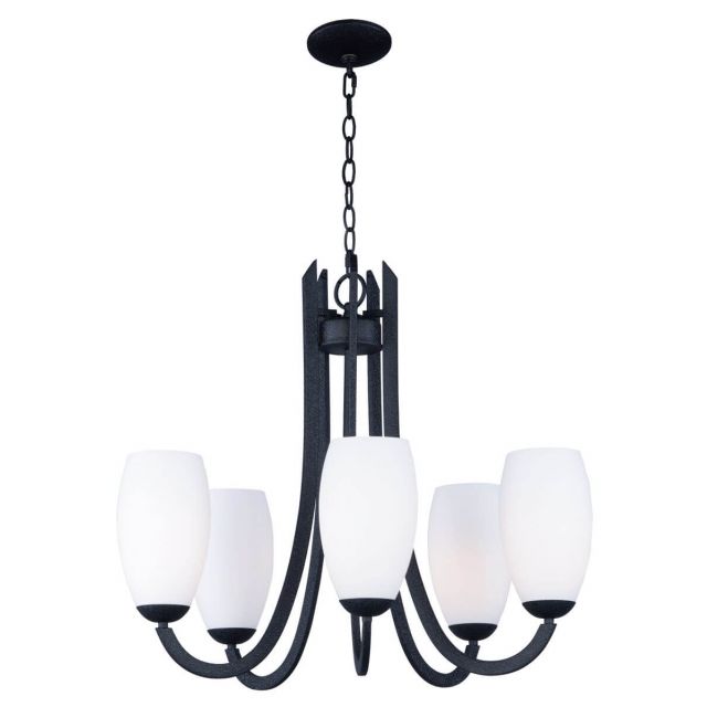 Maxim Lighting 21655SWTXB Taylor 5 Light 28 inch Chandelier in Textured Black with Satin White Glass
