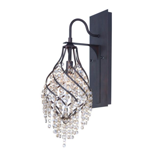 Maxim Lighting Twirl 1 Light 22 inch Tall Wall Sconce in Oil Rubbed Bronze with Strands of Cognac Crystal 22001CGOI