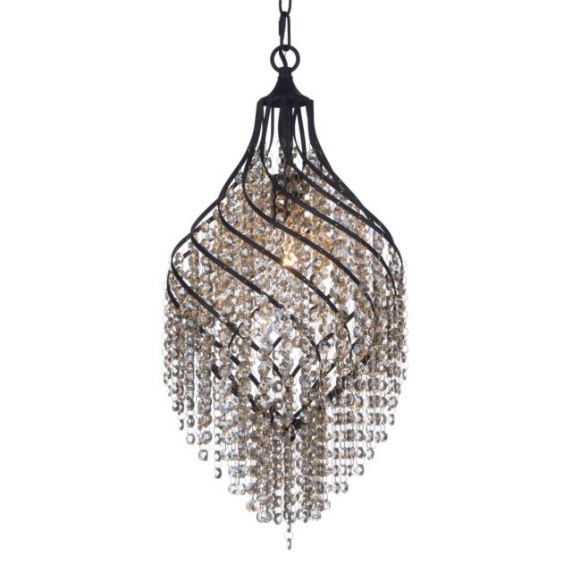 Maxim Lighting Twirl 1 Light 12 inch Foyer Pendant in Oil Rubbed Bronze with Strands of Cognac Crystal 22005CGOI