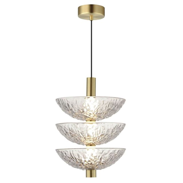 Maxim Lighting 24983TCSBR Metropolis 12 inch LED Pendant in Satin Brass with Textured Clear Glass