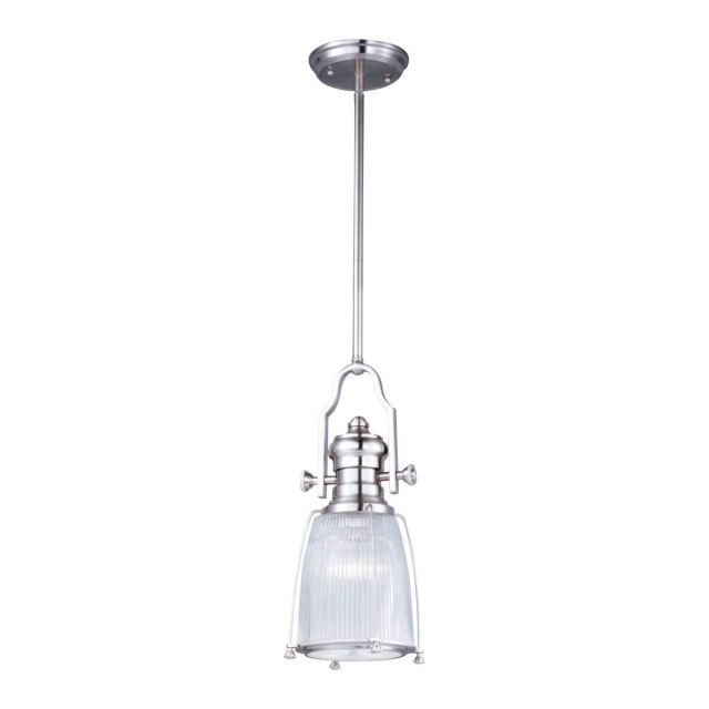 Maxim Lighting Hi-Bay 1 Light 9 inch Pendant in Satin Nickel with Clear Halophane Glass 25002CLSN