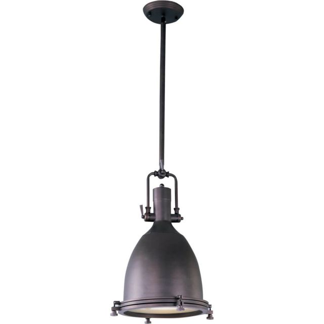 Maxim Lighting Hi-Bay 1 Light 14 inch Pendant in Bronze with Frosted Glass Diffuser and Metal Shade 25104FTBZ