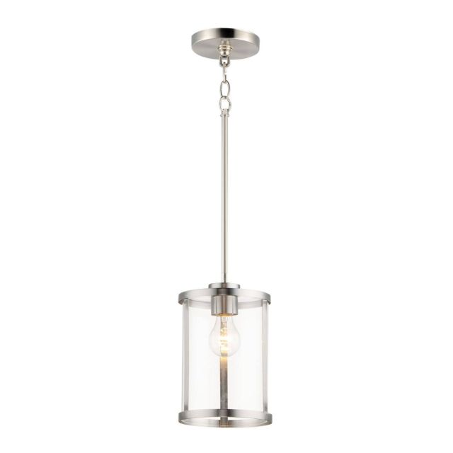 Maxim Lighting 25252CLSN Sentinel 1 Light 7 inch Mini Pendant in Satin Nickel with Clear Glass