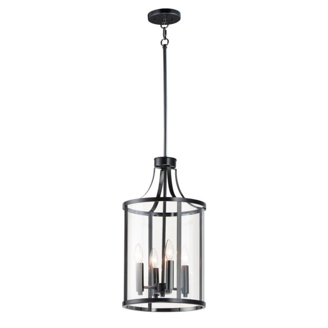 Maxim Lighting 25253CLBK Sentinel 4 Light 12 inch Foyer Pendant in Black with Clear Glass