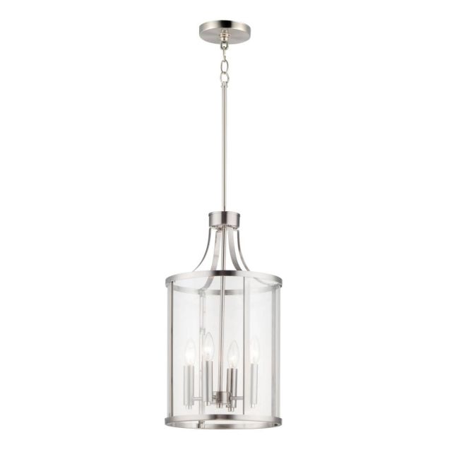 Maxim Lighting Sentinel 4 Light 12 inch Foyer Pendant in Satin Nickel with Clear Glass 25253CLSN