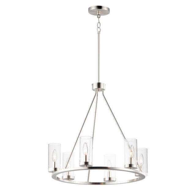 Maxim Lighting Sentinel 6 Light 24 inch Chandelier in Satin Nickel with Clear Glass 25255CLSN
