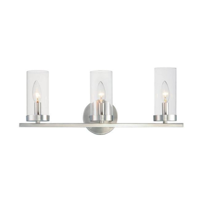Maxim Lighting Sentinel 3 Light 21 inch Vanity Light in Satin Nickel with Clear Glass 25257CLSN