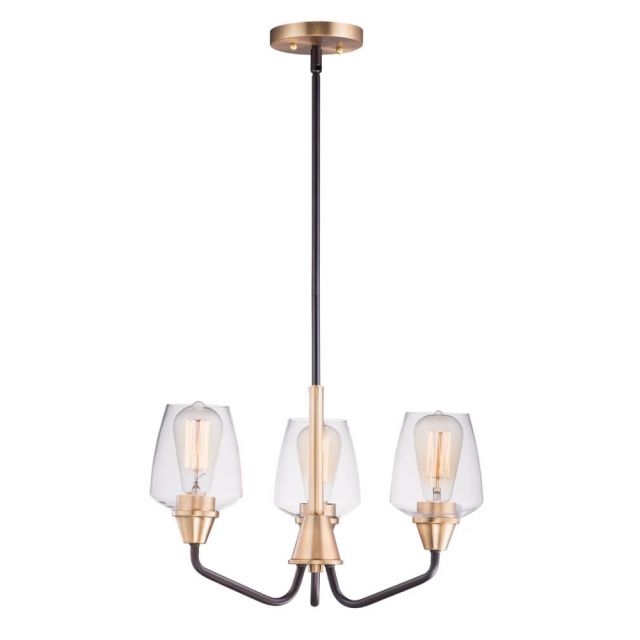 Maxim Lighting Goblet 3-Light 19 Inch Chandelier in Bronze-Antique Brass with Clear Glass 26124CLBZAB