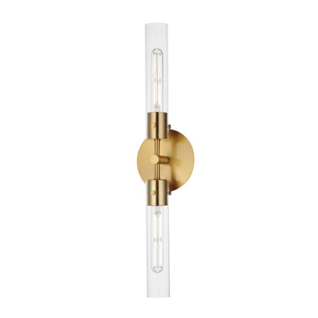 Maxim Lighting 26370CLNAB Equilibrium 2 Light 25 inch Tall LED Wall Sconce in Natural Aged Brass with Clear Glass