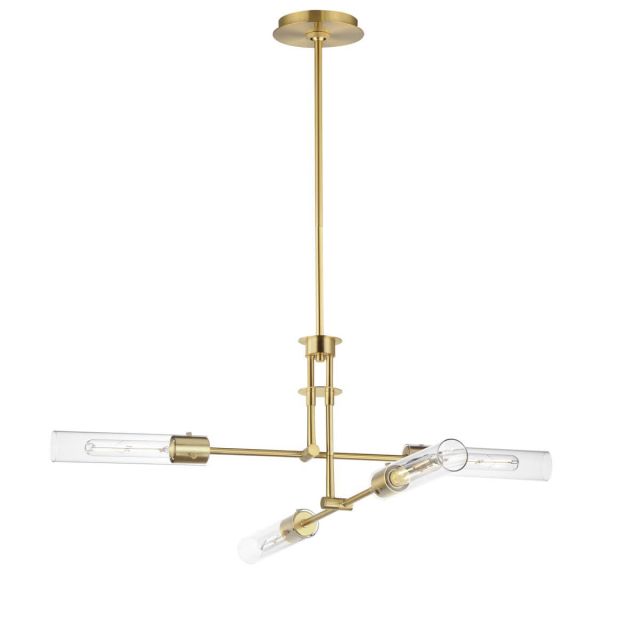 Maxim Lighting Equilibrium 4 Light 36 inch LED Pendant Convertible to Flush Mount in Natural Aged Brass with Clear Glass 26374CLNAB