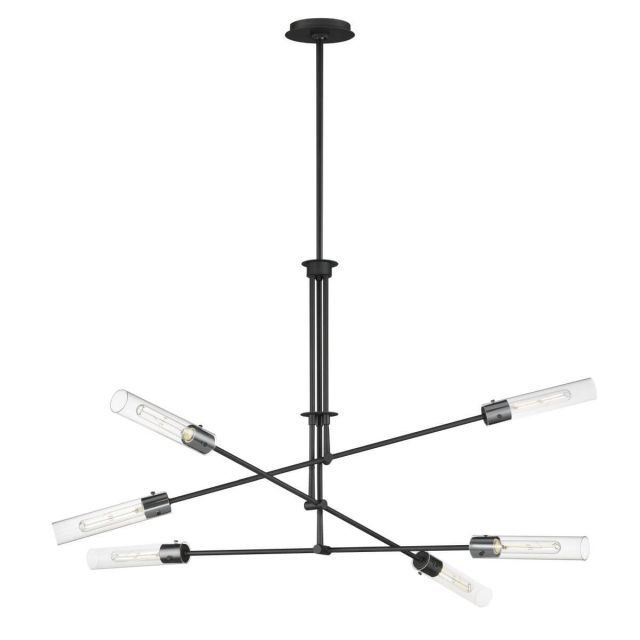 Maxim Lighting 26376CLBK Equilibrium 6 Light 52 inch Multi Light LED Pendant in Black with Clear Glass