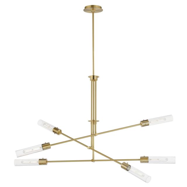 Maxim Lighting 26376CLNAB Equilibrium 6 Light 52 inch Multi Light LED Pendant in Natural Aged Brass with Clear Glass