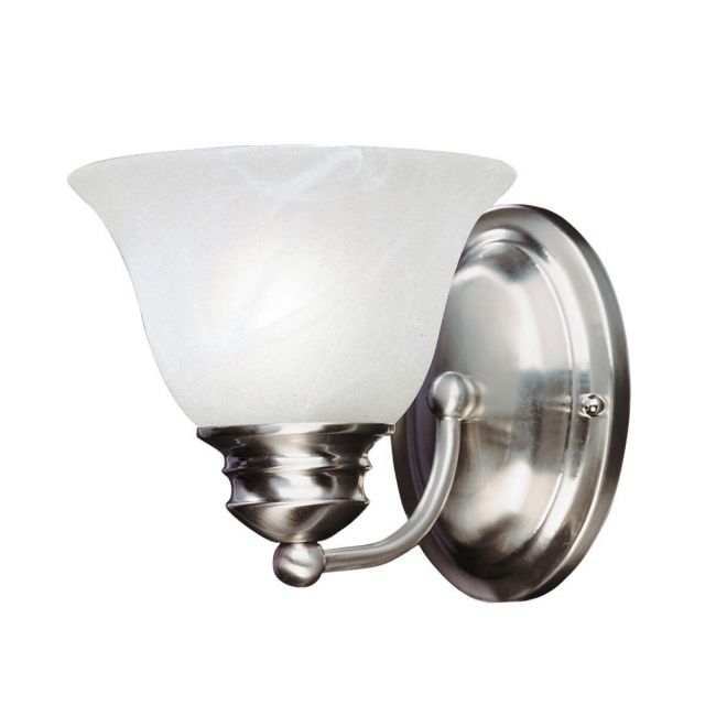 Maxim Lighting 2686MRSN Malaga 1 Light 7 inch Tall Wall Sconce in Satin Nickel with Marble Glass