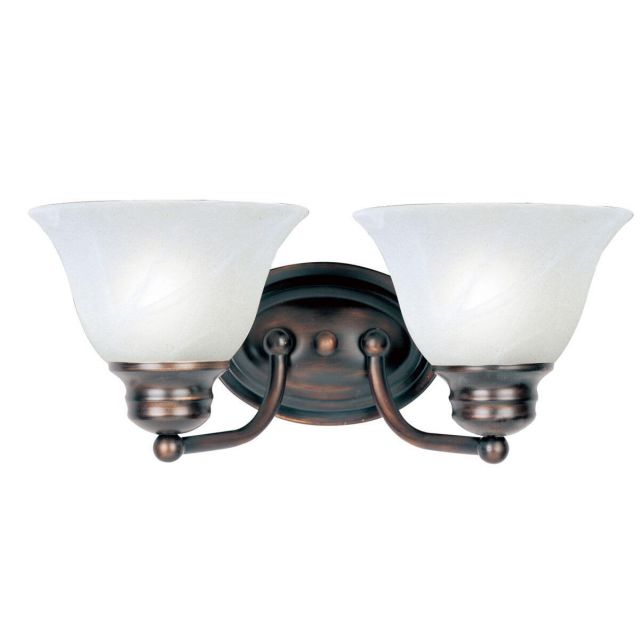 Maxim Lighting Malaga 2 Light 13 inch Bath Vanity in Oil Rubbed Bronze with Marble Glass 2687MROI