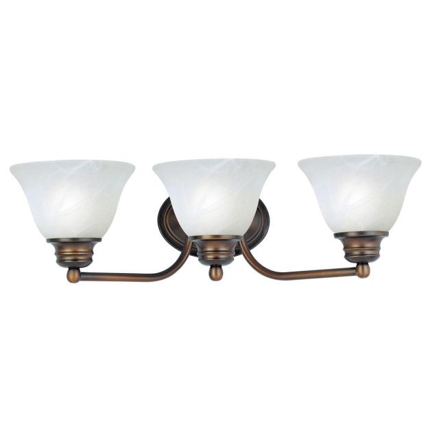 Maxim Lighting 2688MROI Malaga 3 Light 20 inch Bath Vanity in Oil Rubbed Bronze with Marble Glass
