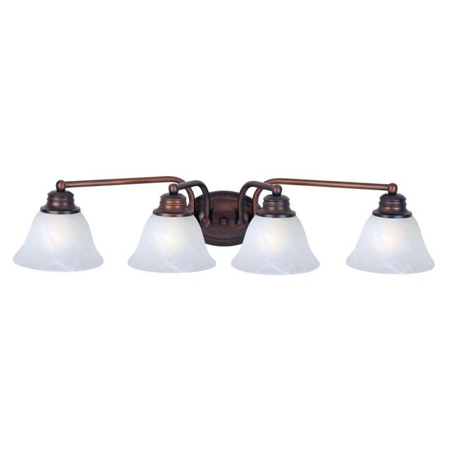 Maxim Lighting Malaga 4 Light 29 Inch Bath Vanity In Oil Rubbed Bronze With Marble Glass Shade 2689MROI