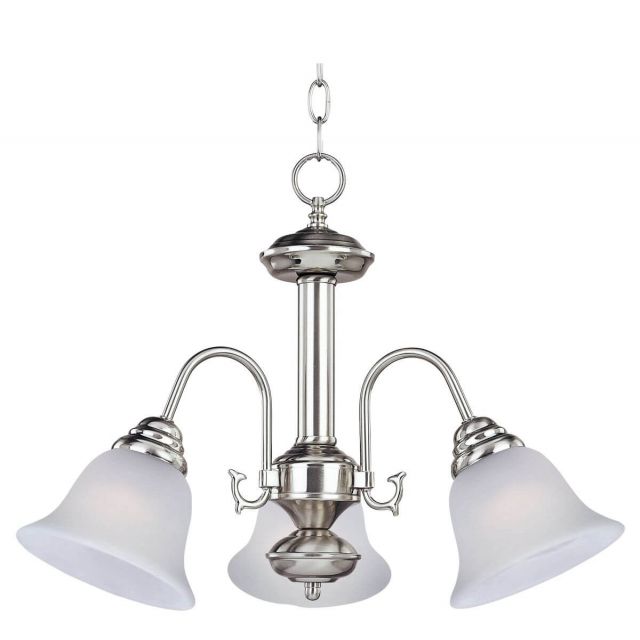 Maxim Lighting Malaga 3 Light 20 inch Down Light Chandelier in Satin Nickel with Frosted Glass 2697FTSN