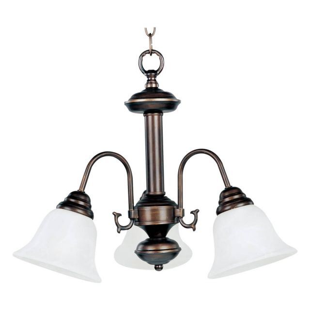 Maxim Lighting 2697MROI Malaga 3 Light 20 inch Down Light Chandelier in Oil Rubbed Bronze with Marble Glass