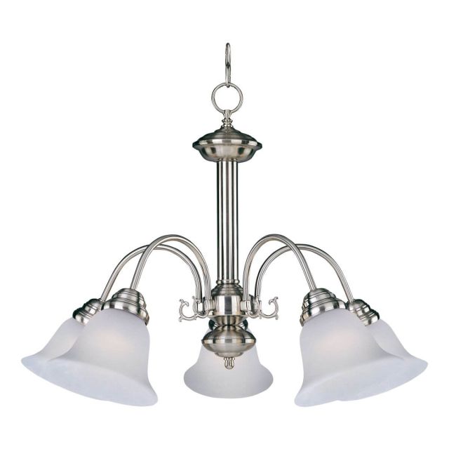 Maxim Lighting 2698FTSN Malaga 5 Light 24 inch Down Chandelier in Satin Nickel with Frosted Glass