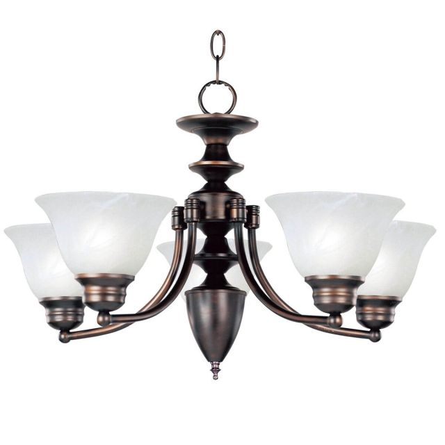 Maxim Lighting Malaga 5 Light 25 inch Single-Tier Chandelier in Oil Rubbed Bronze with Marble Glass 2699MROI