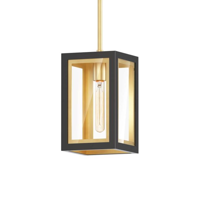 Maxim Lighting 30051CLBKGLD Neoclass 1 Light 7 inch Outdoor Mini Pendant in Black-Gold with Clear Glass