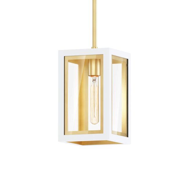 Maxim Lighting 30051CLWTGLD Neoclass 1 Light 7 inch Outdoor Mini Pendant in White-Gold with Clear Glass