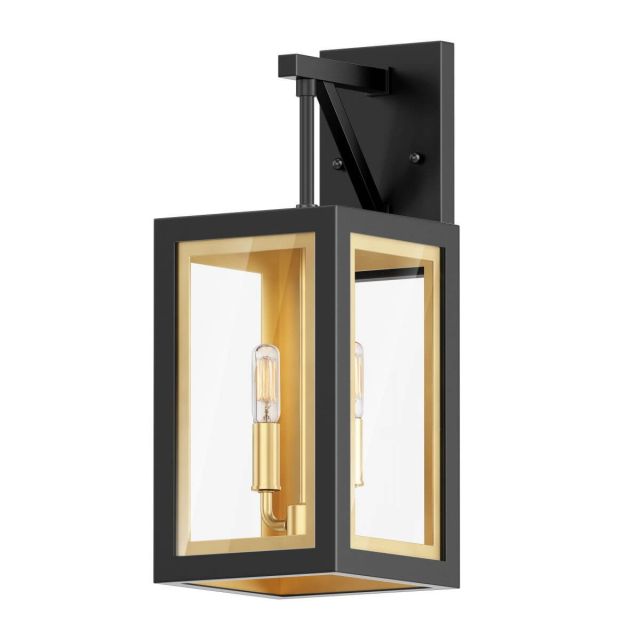 Maxim Lighting 30054CLBKGLD Neoclass 2 Light 18 inch Tall Outdoor Wall Light in Black-Gold with Clear Glass
