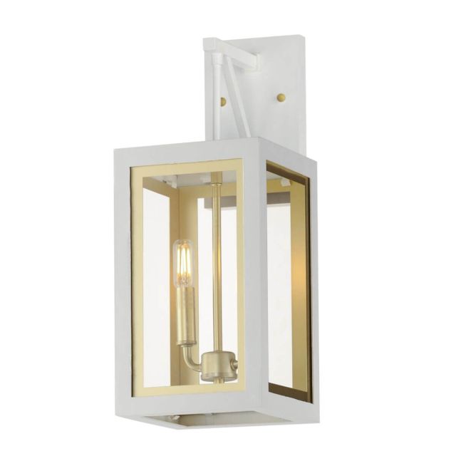 Maxim Lighting 30054CLWTGLD Neoclass 2 Light 18 inch Tall Outdoor Wall Light in White-Gold with Clear Glass
