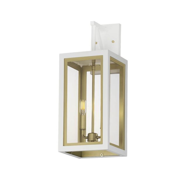 Maxim Lighting 30055CLWTGLD Neoclass 2 Light 21 inch Tall Outdoor Wall Sconce in White-Gold with Clear Glass