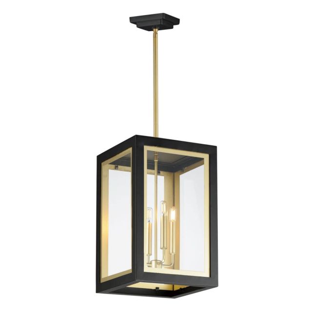 Maxim Lighting 30058CLBKGLD Neoclass 3 Light 12 inch Outdoor Foyer Pendant in Black-Gold with Clear Glass