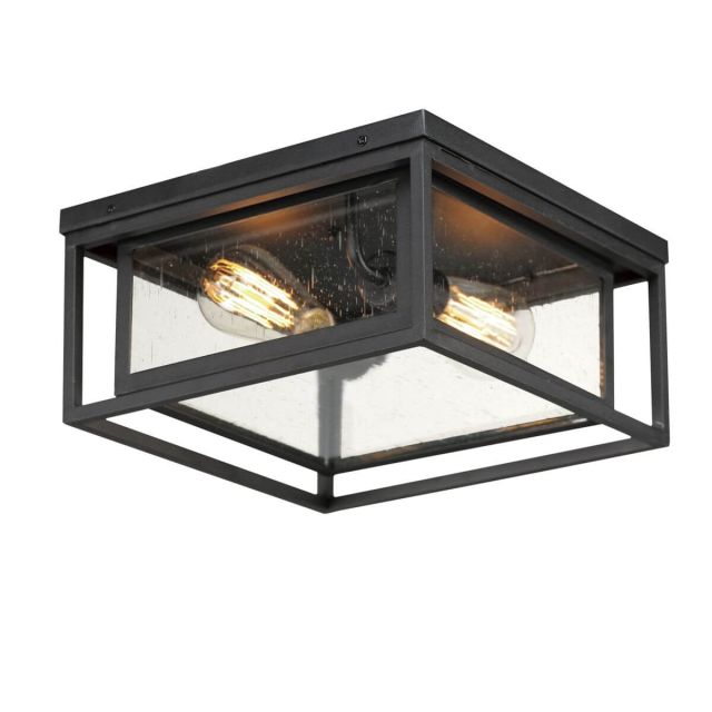 Maxim Lighting 3031CDBK Cabana 2 Light 12 inch Outdoor Flush Mount in Black with Clear Seeded Glass