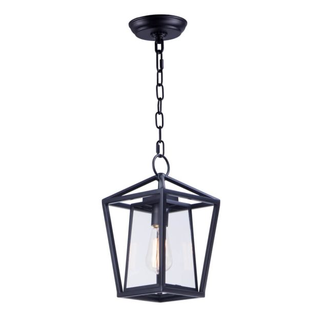 Maxim Lighting 3179CLBK Artisan 1-Light 14 Inch Tall Outdoor Hanging Lantern in Black with Clear Glass