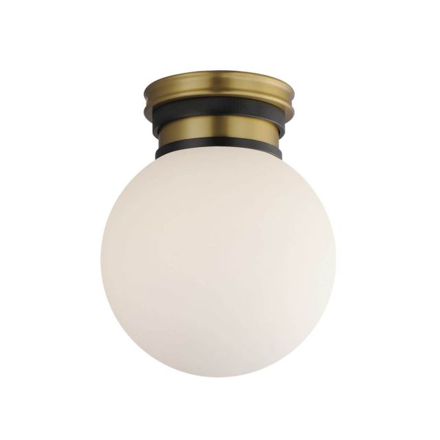 Maxim Lighting San Simeon 1 Light 8 inch LED Flush Mount in Black-Natural Aged Brass with Satin White Opal Glass 32481SWBKNAB