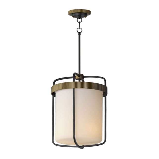 Maxim Lighting Ruffles 3 Light 14 inch Outdoor Pendant in Black-Antique Brass with Satin White Opal Glass 32653SWBKAB