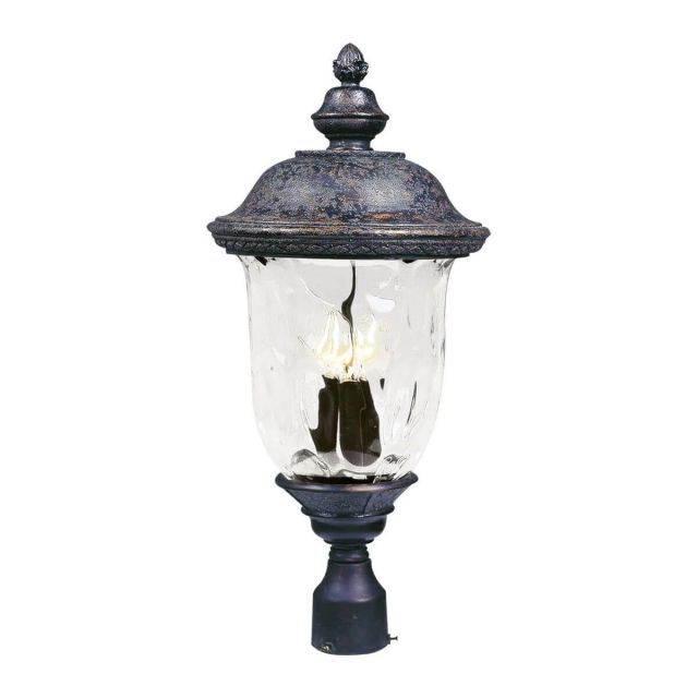 Maxim Lighting 3420WGOB Carriage House DC 3 Light 27 Inch Tall Outdoor Pole-Post Lantern In Oriental Bronze With Water Glass Shade