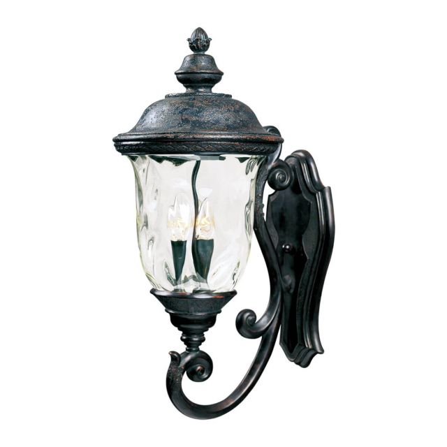 Maxim Lighting 3424WGOB Carriage House DC 3 Light 27 Inch Tall Outdoor Wall Lantern In Oriental Bronze With Water Glass Shade