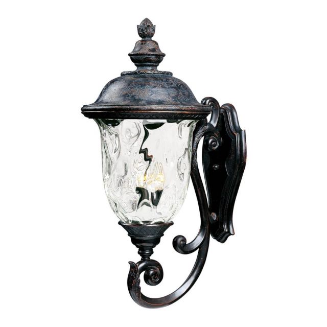 Maxim Lighting 3425WGOB Carriage House DC 3 Light 31 inch Tall Outdoor Wall Lantern in Oriental Bronze with Water Glass