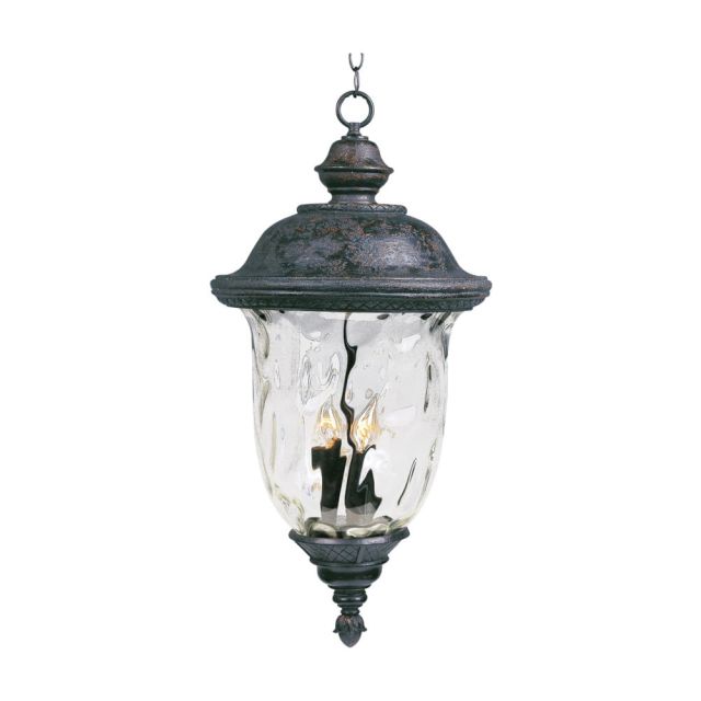 Maxim Lighting Carriage House DC 3 Light 13 Inch Outdoor Hanging Lantern In Oriental Bronze With Water Glass Shade 3427WGOB
