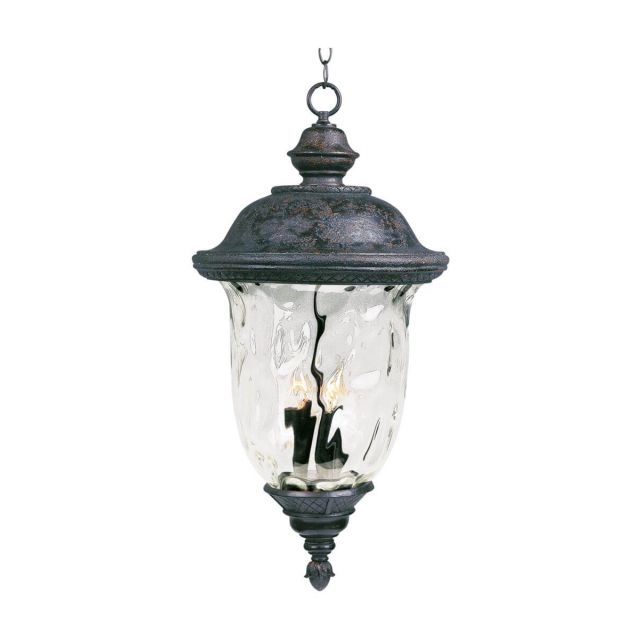 Maxim Lighting 3428WGOB Carriage House DC 3 Light 14 inch Outdoor Hanging Lantern in Oriental Bronze with Water Glass