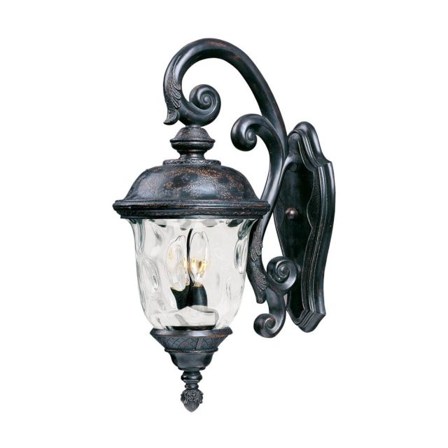 Maxim Lighting 3497WGOB Carriage House DC 3 Light 27 Inch Tall Outdoor Wall Lantern In Oriental Bronze With Water Glass Shade