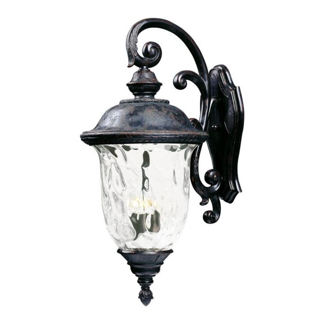 Maxim Lighting Carriage House DC 3 Light 31 inch Tall Outdoor Wall Lantern in Oriental Bronze with Water Glass 3498WGOB