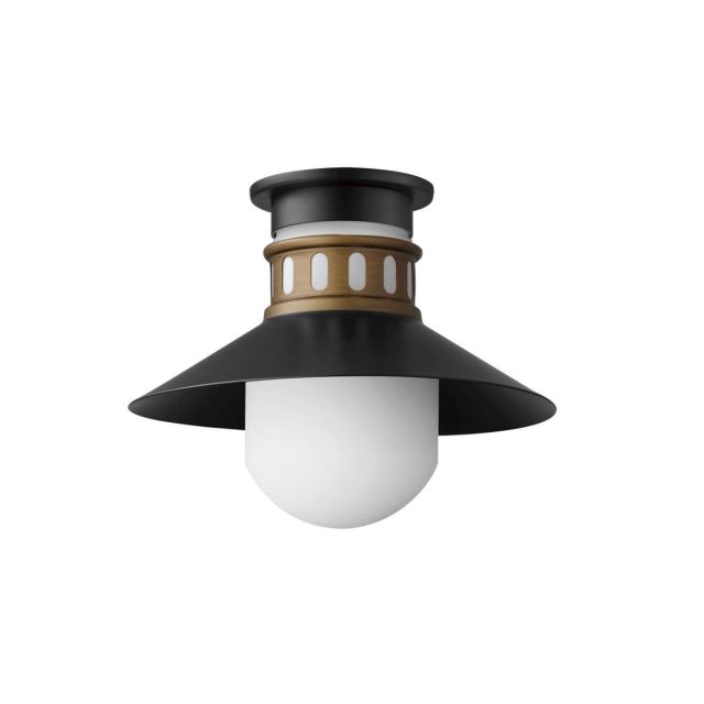 Maxim Lighting 35120SWBKAB Admiralty 1 Light 12 inch Outdoor Flush Mount in Black-Antique Brass with Satin White Opal Glass