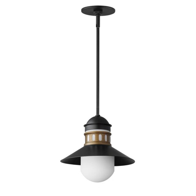Maxim Lighting Admiralty 1 Light 12 inch Outdoor Pendant in Black-Antique Brass with Satin White Opal Glass 35121SWBKAB