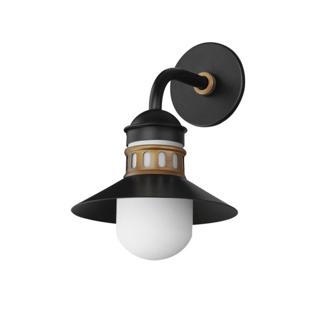 Maxim Lighting 35122SWBKAB Admiralty 1 Light 15 inch Tall Outdoor Wall Light in Black-Antique Brass with Satin White Opal Glass