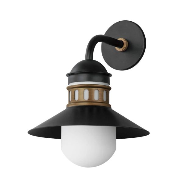Maxim Lighting 35124SWBKAB Admiralty 1 Light 17 inch Tall Outdoor Wall Light in Black-Antique Brass with Satin White Opal Glass